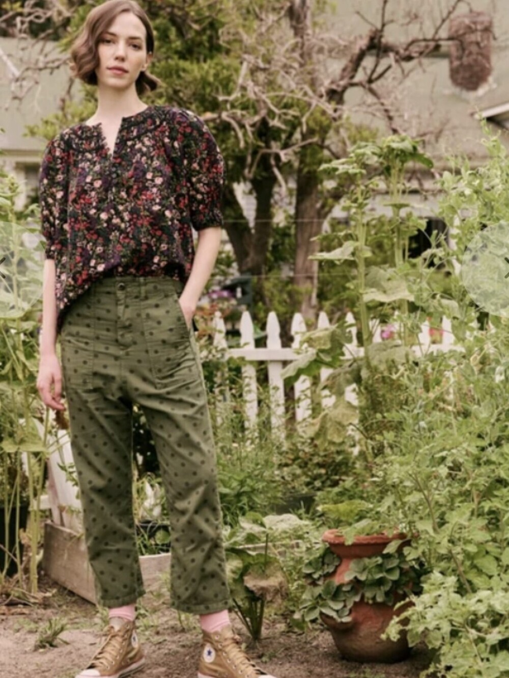 THE GREAT. THE STORYTELLER TOP BLACK FLORAL WOMENS SIZE 3 LARGE - Picture 4 of 16